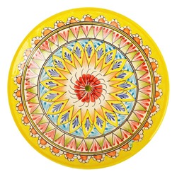 Тарелка 22см плоская Риштанская керамика желтая