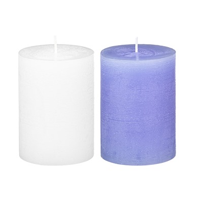 Набор 2 свечей 7,5*7,5*10 см "Candeline" белая, голубая