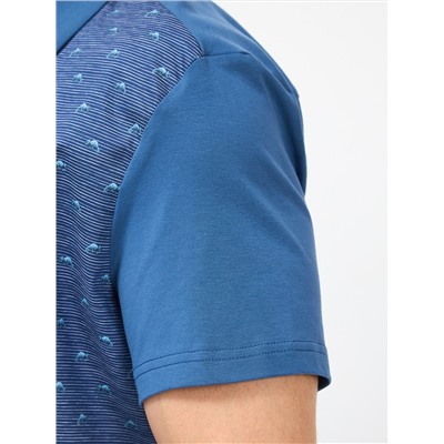 Рубашка трикотажная мужская короткий рукав GREG G143-KD1467T-LG2832 (т.джинс)