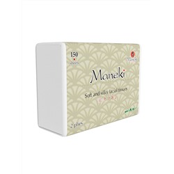 221583 Салфетки бумажные "Maneki" серия Kabi 2 слоя, белые, 150 шт./упаковка