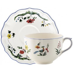 Чашка чайная с блюдцем для завтрака Jumbo из коллекции Oiseaux de Paradis, Gien