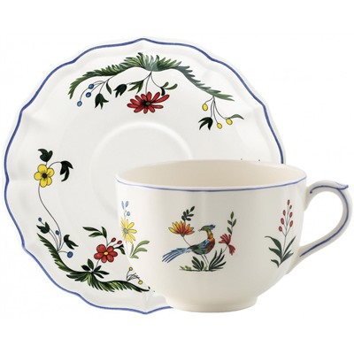 Чашка чайная с блюдцем для завтрака Jumbo из коллекции Oiseaux de Paradis, Gien