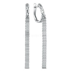 Серьги с цепями из серебра родированные 420-10-794р