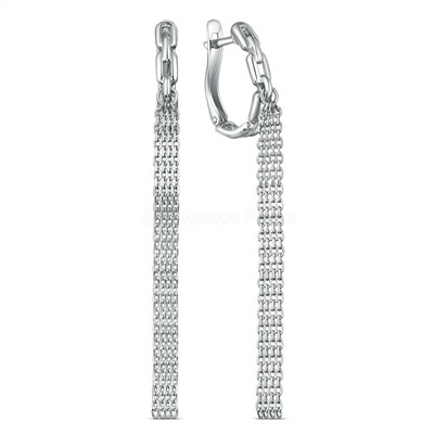 Серьги с цепями из серебра родированные 420-10-794р