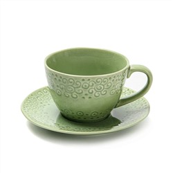 6348 FISSMAN Чашка с блюдцем 260мл Lykke, цвет Зеленый (керамика)