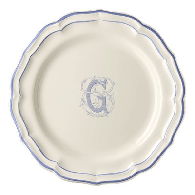 Тарелка обеденная, белый/голубой  FILET BLEU G,Gien