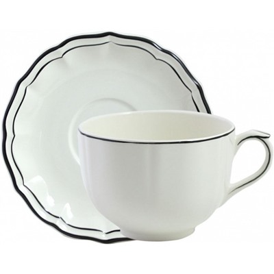 Чашка чайная с блюдцем для завтрака Jumbo из коллекции Filet Manganese, Gien