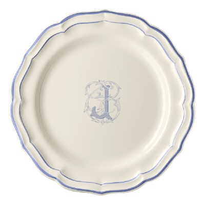 Тарелка обеденная, белый/голубой  FILET BLEU J,Gien