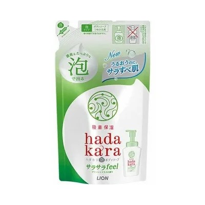 254737 LION Увлажняющее жидкое мыло для тела с ароматом зеленых фруктов  “Hadakara" 340 мл (мягкая упаковка) /
