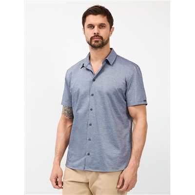 Рубашка трикотажная мужская короткий рукав GREG G143-PM-LT1636 (сине-серый)