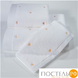 1018G11190100 Полотенце Soft cotton LOVE белый-персиковый 75X150