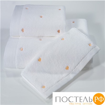 1018G11190100 Полотенце Soft cotton LOVE белый-персиковый 75X150