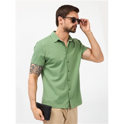 Рубашка трикотажная мужская короткий рукав GREG G158ZR-PO1T-SA2096 (хаки)