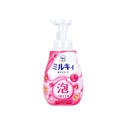 009584 COW Увлажняющее жидкое мыло-пенка для тела с цветочным ароматом "Milky Body Soap" 600 мл (дозатор) /