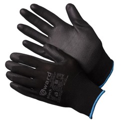Gward Black перчатки нейлоновые черные с черным полиуретаном PU 1001, 7 размер