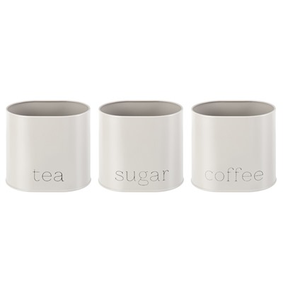 Набор 3 банок для сыпучих продуктов 1,5 л 15,3*10,9*16 см "Чай, кофе, сахар" с крышками с ручк.,овал