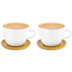 Чашка для капучино и кофе латте 500 мл "Снежная королева" + дерев. подставка (2 шт.)