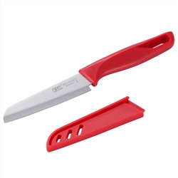 52033 GIPFEL Нож универсальный SORTI 9 см в чехле. Материал лезвия: сталь X30CR13. Материал рукоятки и чехла: пластик. Цвет: красный