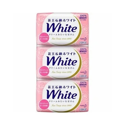 232366 KAO Натуральное увлажняющее туалетное мыло "White" со скваланом (роскошный аромат роз) 85 г х 3 шт. /