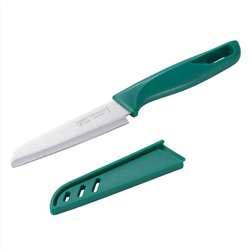 52034 GIPFEL Нож универсальный SORTI 9 см в чехле. Материал лезвия: сталь X30CR13. Материал рукоятки и чехла: пластик. Цвет: зеленый