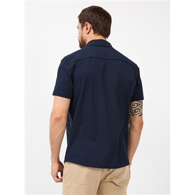 Рубашка трикотажная мужская короткий рукав GREG G143-KD1467T-LG4168 (синий)