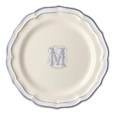Тарелка обеденная, белый/голубой  FILET BLEU M,Gien