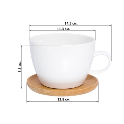 Чашка для капучино и кофе латте 500 мл "Снежная королева" + дерев. подставка (2 шт.)