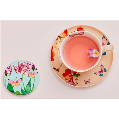 Чашка с блюдцем Камелии на розовом, 0,4 л, 62596